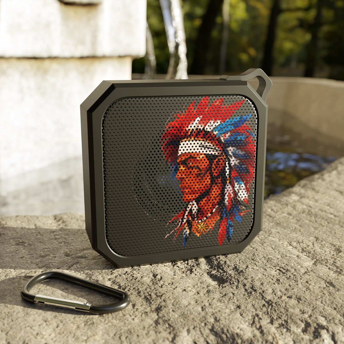 Portable Outdoor Bluetooth Speaker with Puerto Rican Taino Design