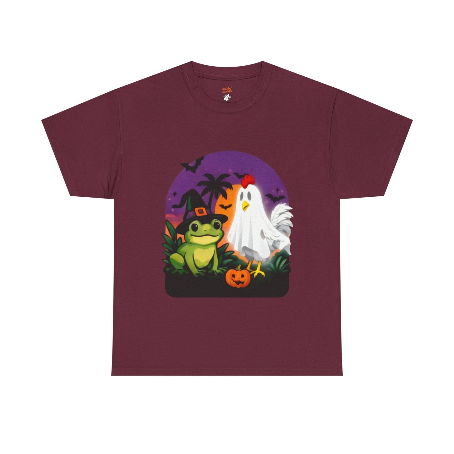 Limited Edition Halloween Frog & Ghost Tee, Spooky Shirt, Unisex Cotton T-Shirt - Rican Ropas