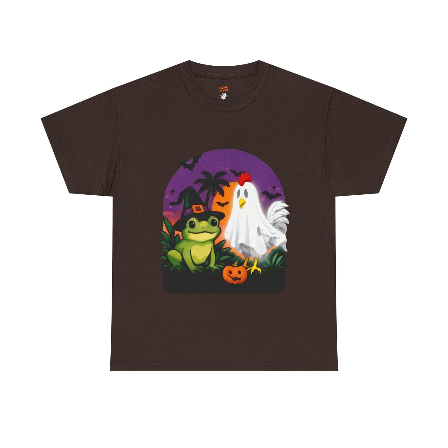 Limited Edition Halloween Frog & Ghost Tee, Spooky Shirt, Unisex Cotton T-Shirt - Rican Ropas