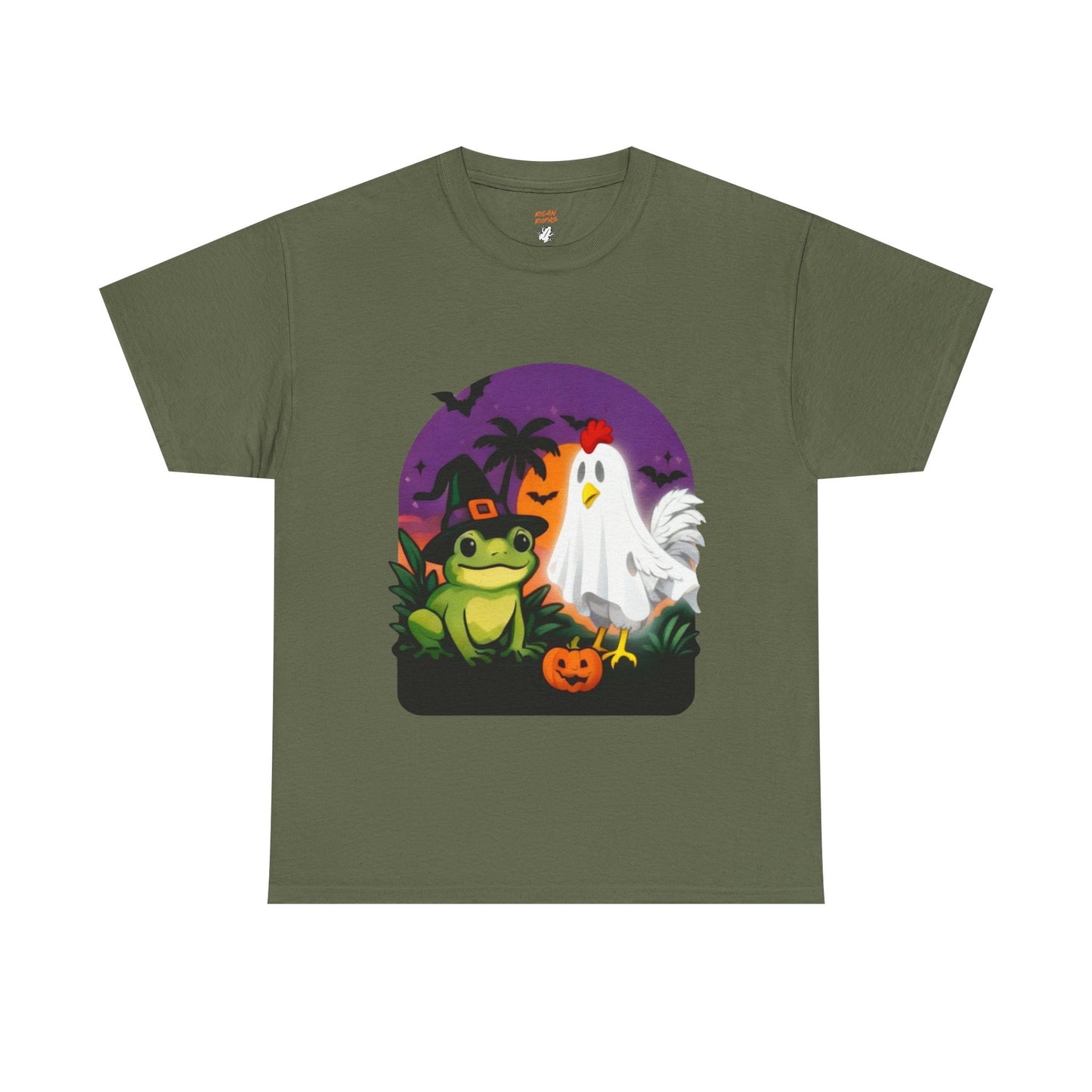 Limited Edition Halloween Frog & Ghost Tee, Spooky Shirt, Unisex Cotton T-Shirt - Rican Ropas