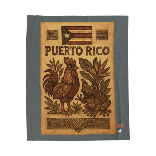 Puerto Rico Velveteen Plush Blanket